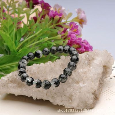 純天然精品9mm綠幽靈圓珠手鏈 墨綠深綠，招財納福